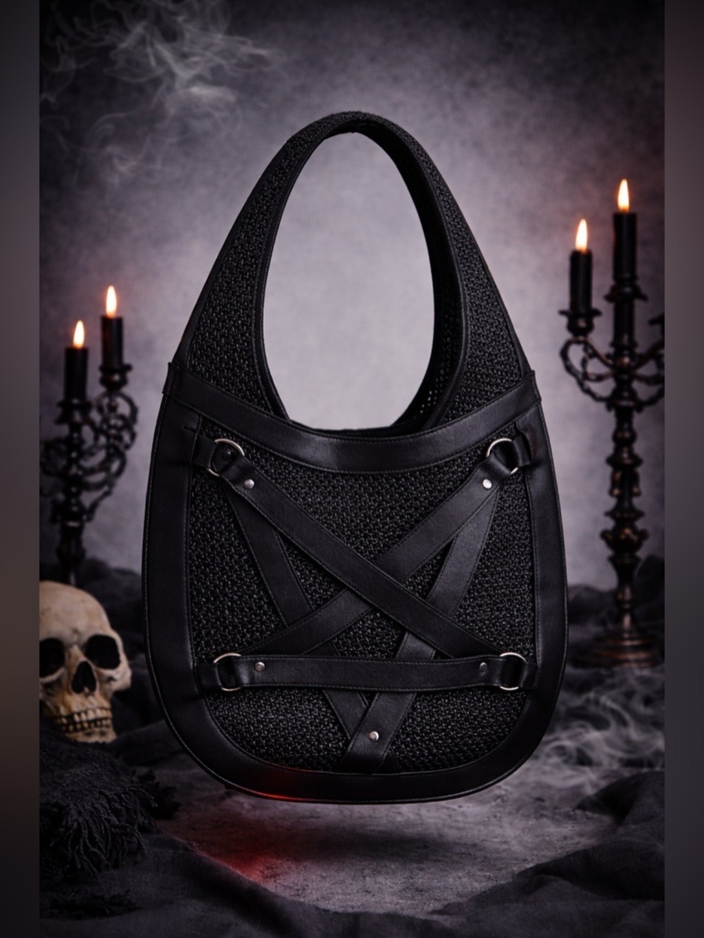 Killstar Black Mesh Goth Shoulder Bag Pentagram Strap Alt Punk Grunge Y2K